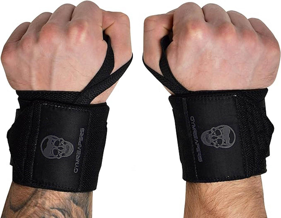 Gymreapers Wrist Wraps – IPF Approved 18" Heavy-Duty Lifting Wrist Support (Black/Black)