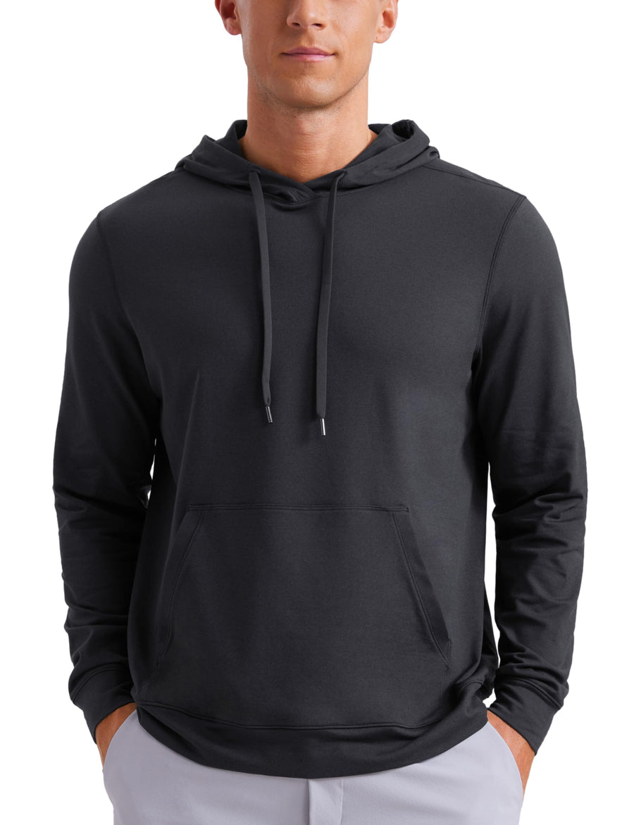 CRZ YOGA Cloud Jersey Men’s Pullover Hoodie – Long Sleeve Basic Hooded Sweatshirt with Pocket, Ink Gray