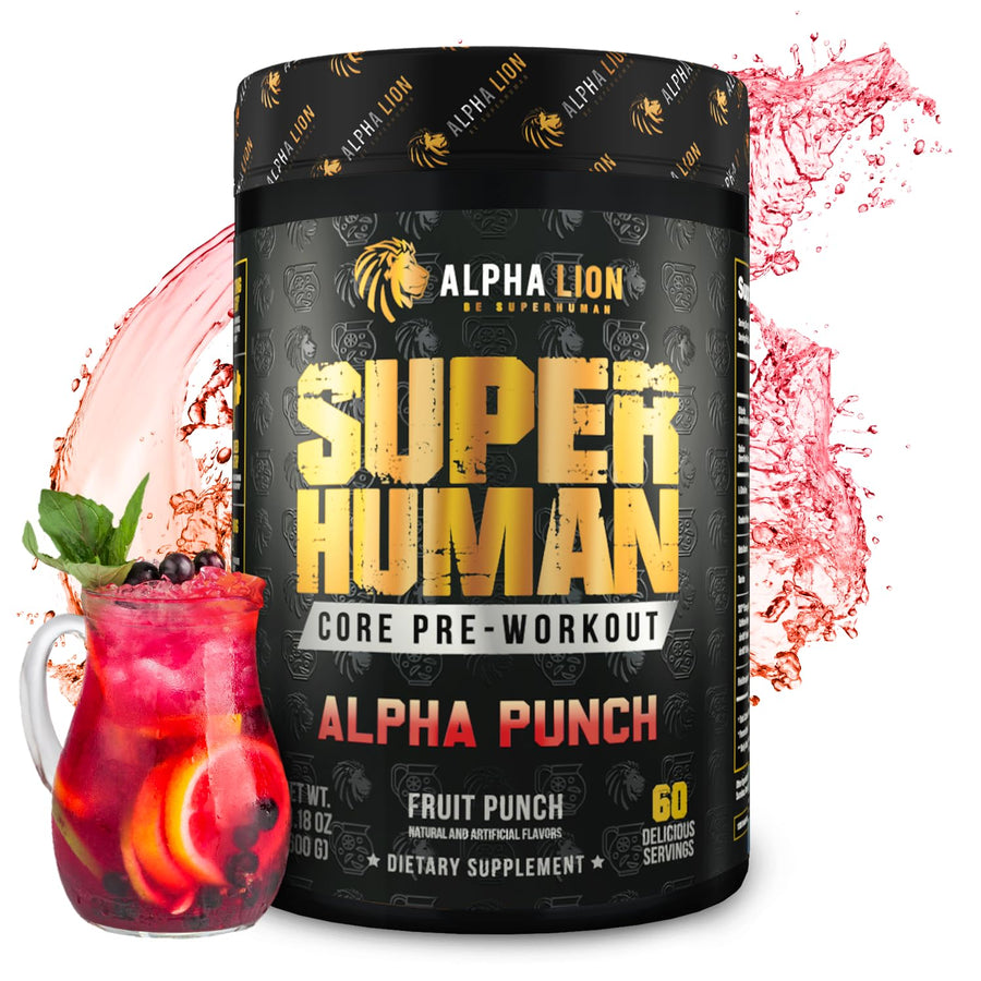 Alpha Lion Core Pre Workout – Alpha Punch Flavor, Creatine & Energy Pre Workout (60 Servings)