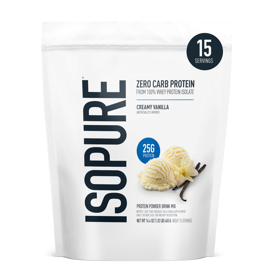 Isopure Zero Carb Whey Isolate Protein Powder – 100% Pure, Creamy Vanilla, Lactose-Free, Gluten-Free, 25g Protein, 15 Servings
