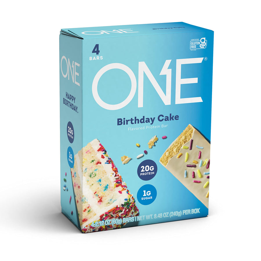 ONE Protein Bars – Birthday Cake, 18g Protein, Low Sugar, 4 Count, 2.12 oz Each