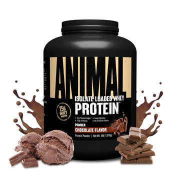 Animal Whey Isolate Protein Powder - Loaded for Pre & Post Workout Muscle Builder and Recovery with Digestive Enzymes for Men & Women - 25g Protein, Great Taste, Low Sugar - Chocolate 4 lbs