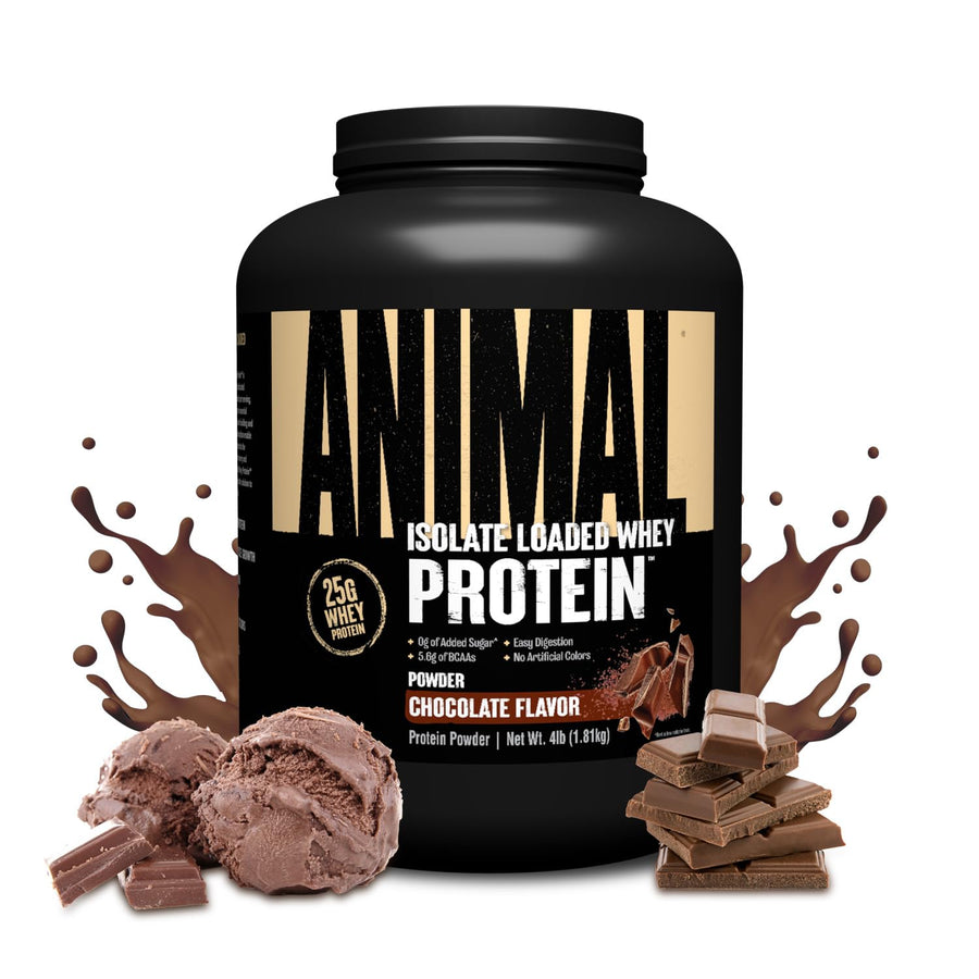 Animal Whey Isolate Protein Powder – Chocolate, 25g Protein, Low Sugar, 4 lbs, Digestive Enzymes, Men & Women