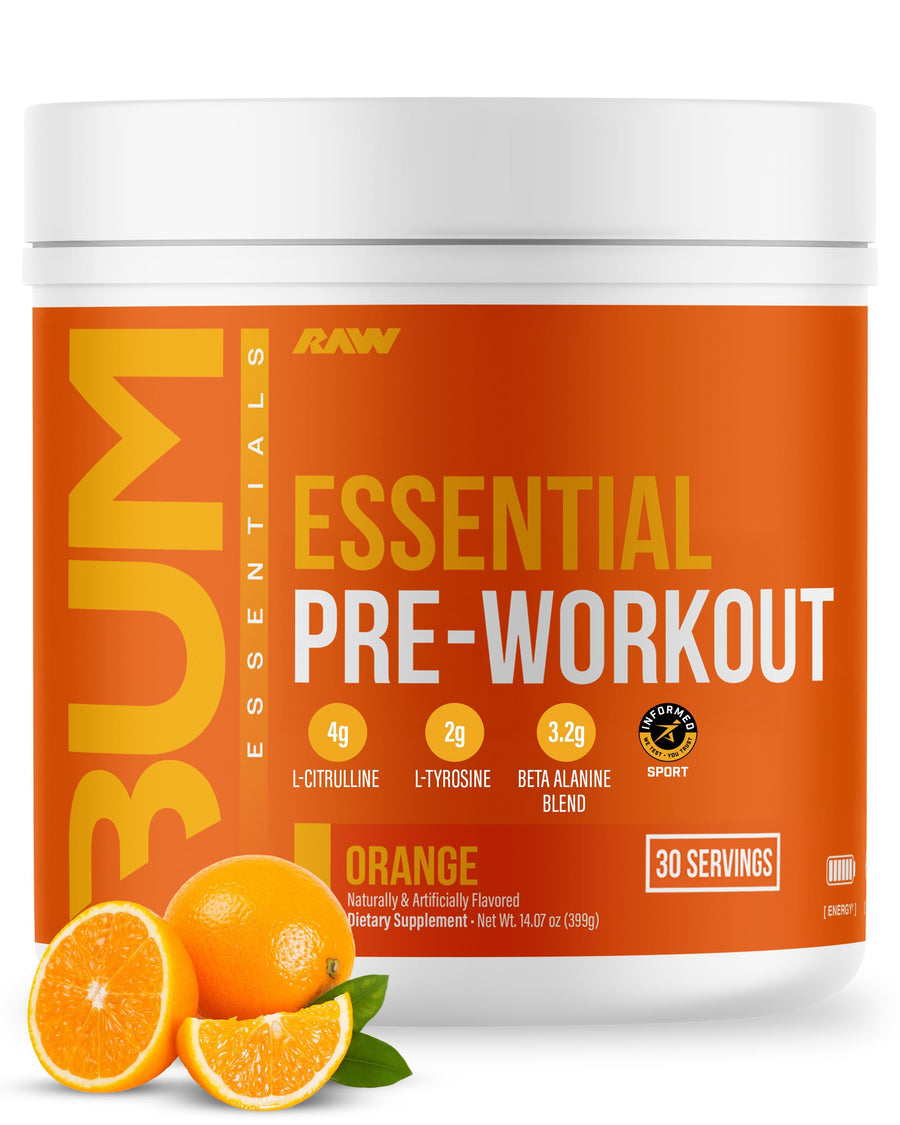 RAW Essential Pre-Workout Powder – Orange Energy & Focus Formula