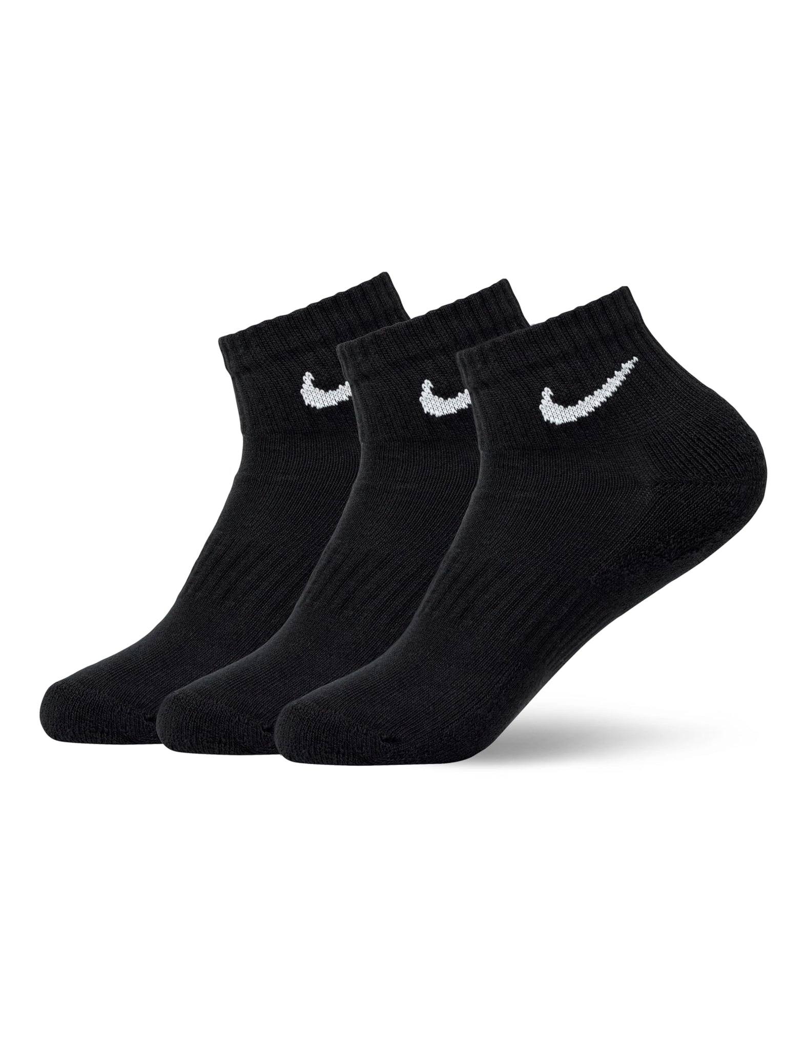 Nike Unisex Everyday Cushioned Training Ankle Socks (3 Pairs), Black/White, Small