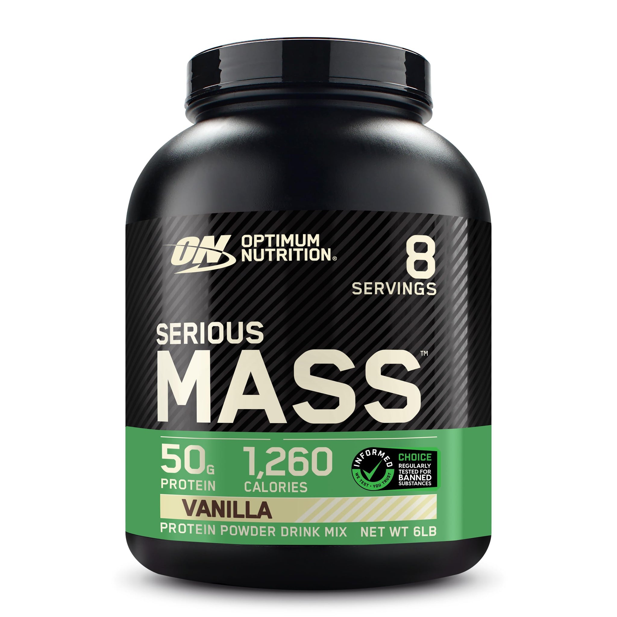Optimum Nutrition Serious Mass, Weight Gainer Protein Powder, Mass Gainer, Vitamin C and Zinc for Immune Support, Creatine, Vanilla, 6 Pound (Packaging May Vary)