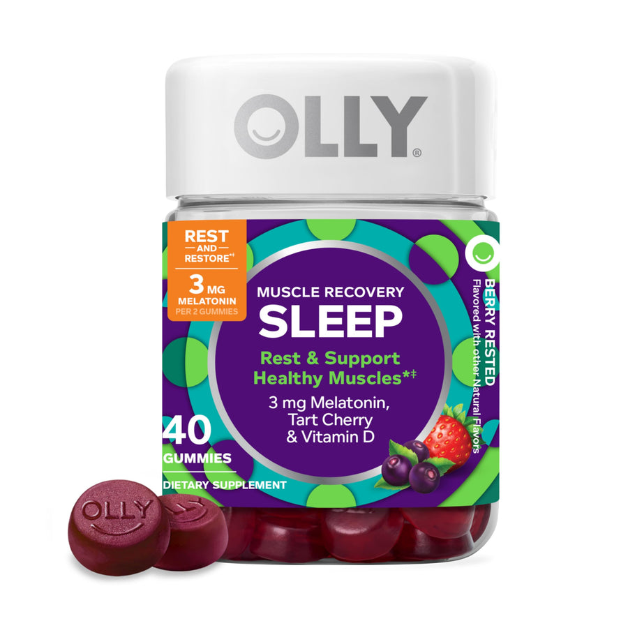 OLLY Muscle Recovery Sleep Gummies – Sleep & Muscle Recovery Support with Melatonin and Tart Cherry
