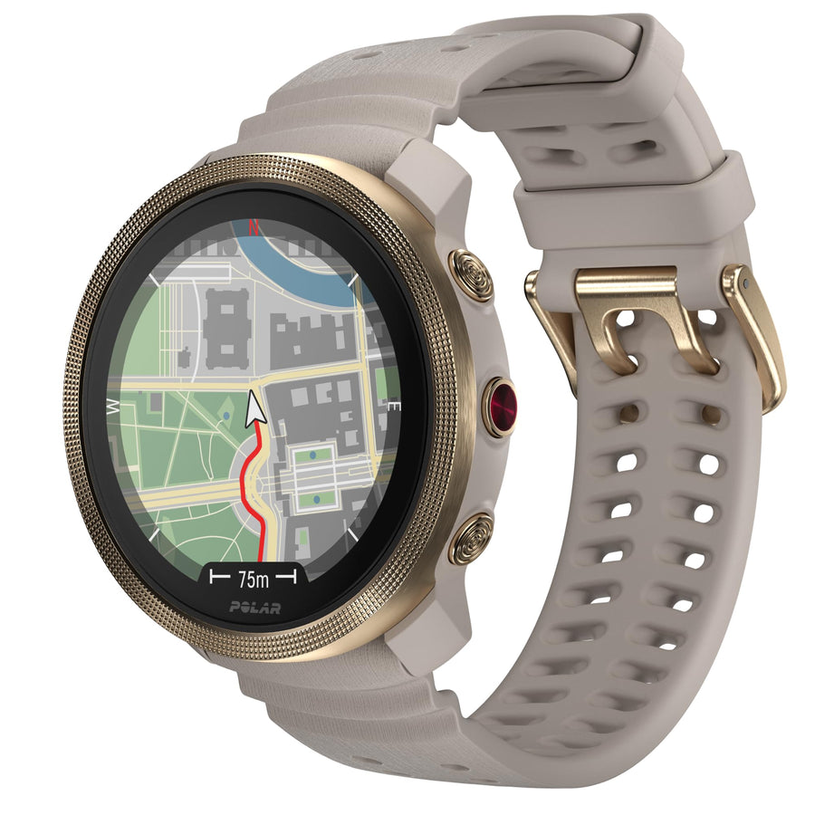 POLAR Vantage M3 Multi-Sport Smartwatch – AMOLED Display, Dual-Frequency GPS, 7-Day Battery, Turn-by-Turn Navigation, Greige Gold