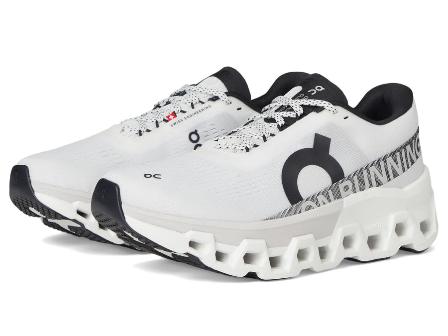 On Cloudmonster Women's Running Shoes – White/Frost Max Cushion Road Running Sneakers