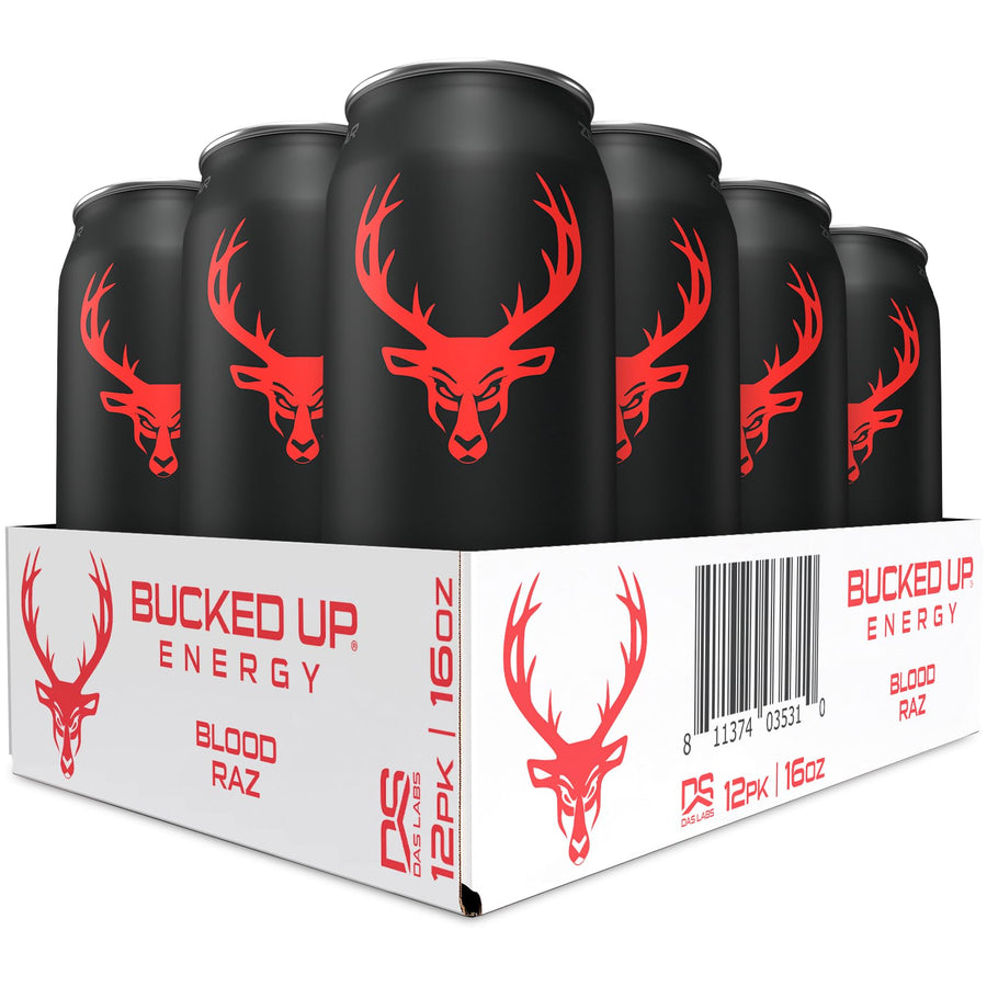 Bucked Up Energy Drink – Blood Raz High-Stim Energy Beverage (12 Pack)