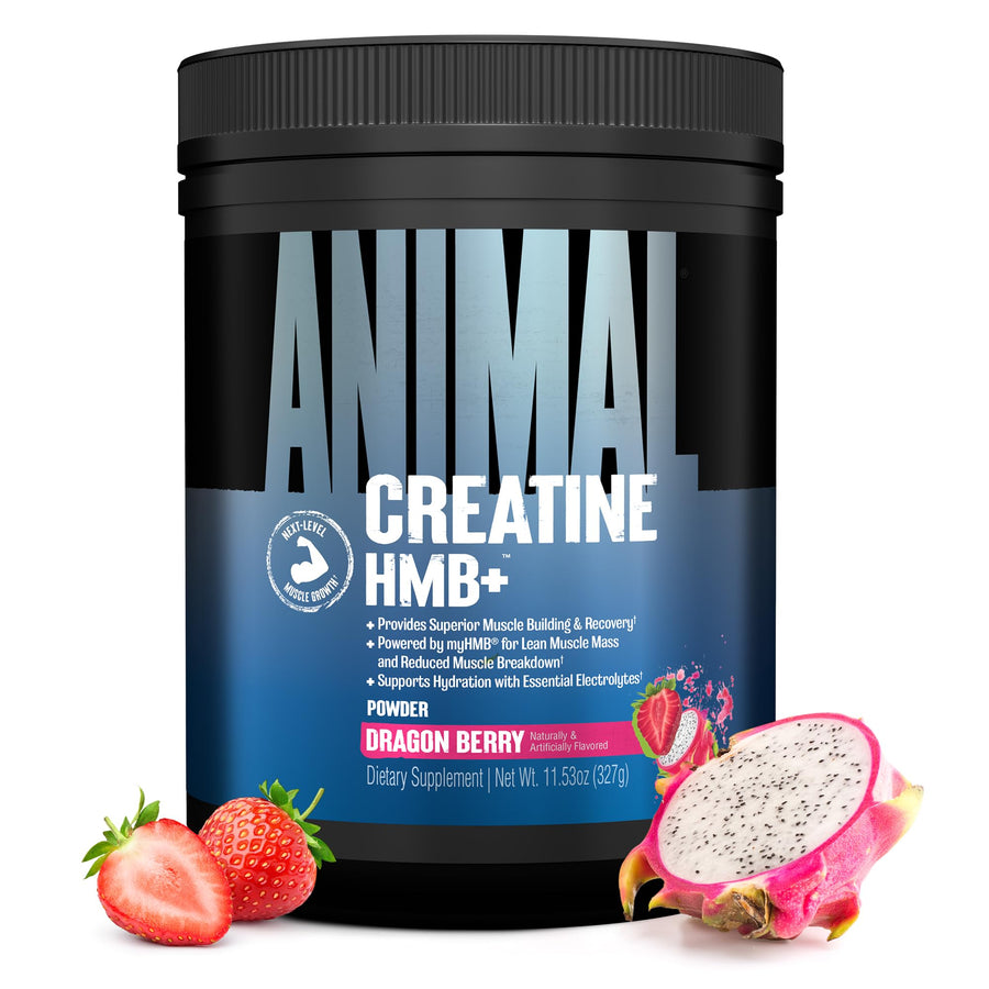 Animal Creatine HMB Powder – Dragon Berry, 5g Creatine + 3g myHMB, Electrolytes, 30 Servings