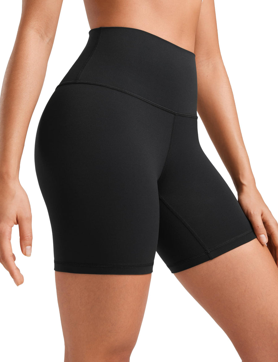 CRZ YOGA Butterluxe Women's High Waisted Biker Shorts 6" – Workout Yoga Running Shorts Black Small