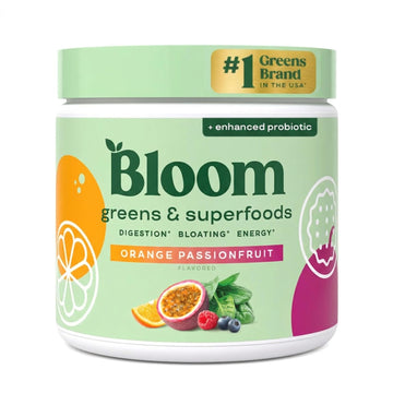 Bloom Nutrition Superfood Greens Powder – Digestive Enzymes, Probiotics & Gut Health Support (Orange Passionfruit)