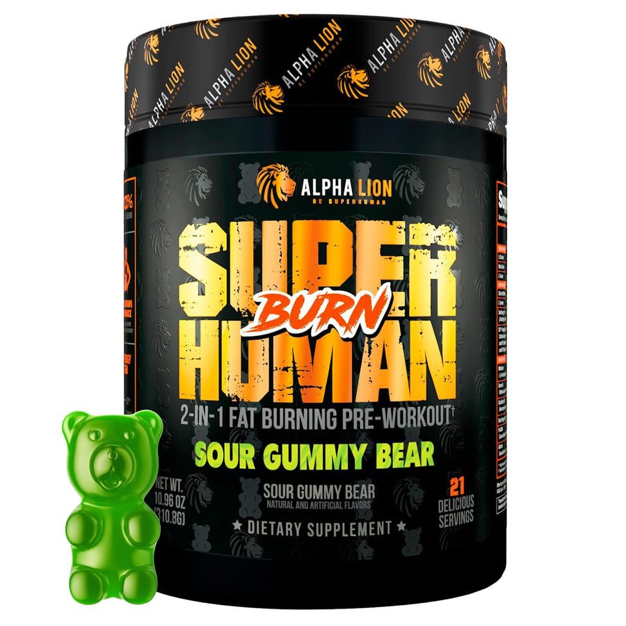 Alpha Lion Superhuman Burn – Sour Gummy Bear Flavor, Thermogenic Fat-Burning Pre Workout (21 Servings)
