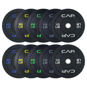 CAP Barbell 260 LB Economy Olympic Bumper Plate Set with Color Logo | Black
