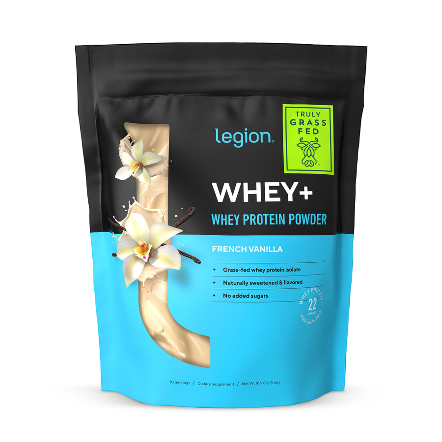 LEGION Whey+ Protein Powder – Grass-Fed, Low Calorie, Sugar-Free, Lactose & Gluten-Free, 30 Servings
