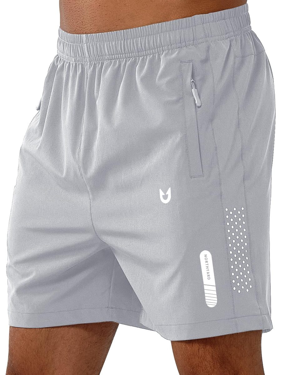 NORTHYARD Men’s Quick-Dry Athletic Running Shorts – 5"/7"/9" Inseam Lightweight Workout Shorts, Grey