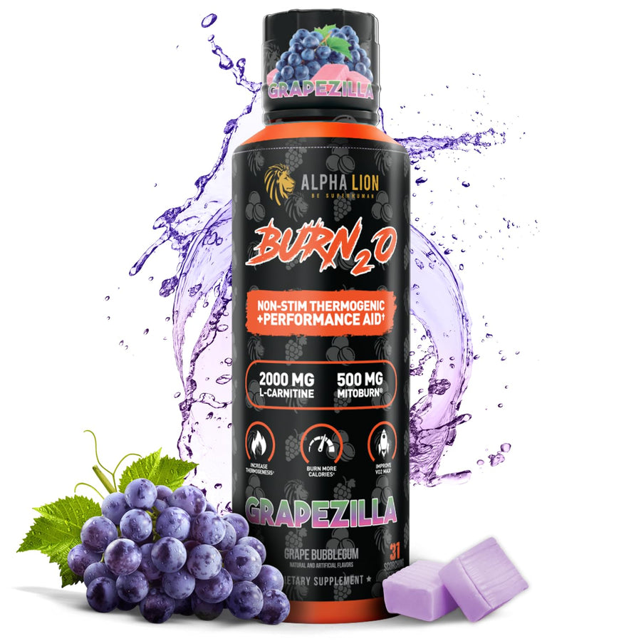 Alpha Lion Burn20 L-Carnitine Liquid – Grapezilla Flavor, Stim-Free Liquid Fat Burner (2000mg, 31 Servings)