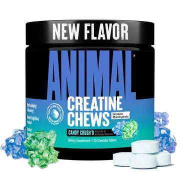 Animal Creatine Chews – Enhanced Creatine Monohydrate Chewable Tablets with AstraGin & Sea Salt, Max Absorption Pre Post-Workout, Lean Muscle Growth, Strength & Recovery, New Flavor Candy Crush’d