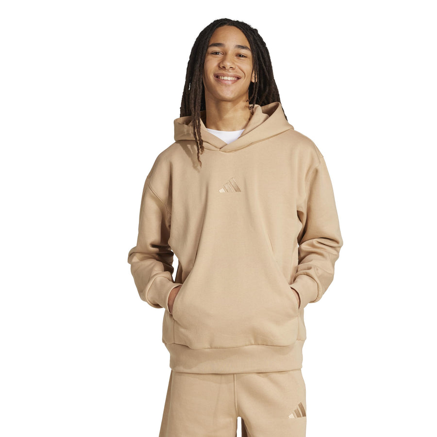 adidas Men's ALL SZN Fleece Hoodie – Warm Sandstone Loose Fit Pullover Sweatshirt