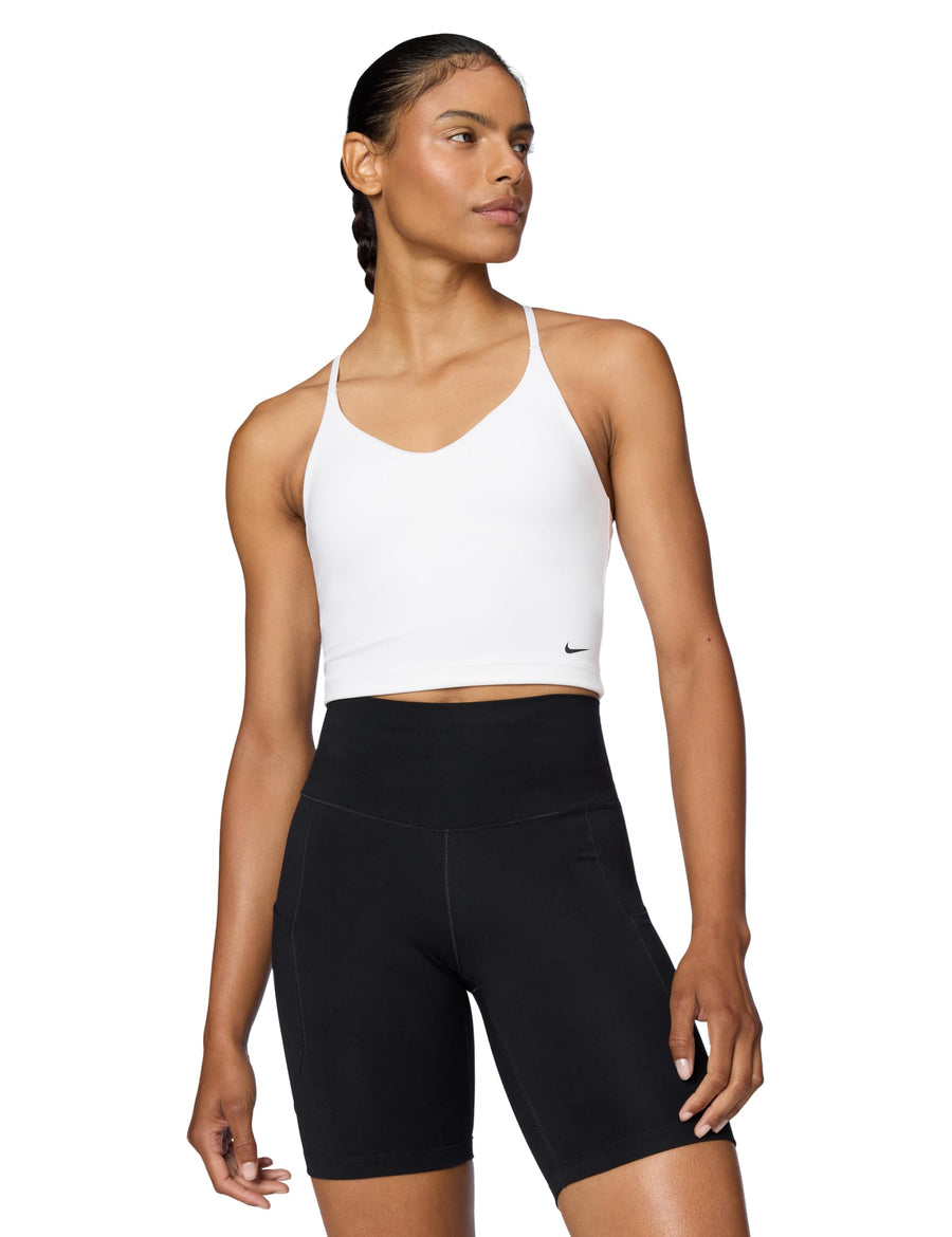 Nike Women's Dri-FIT Sports Bra – Adjustable Strap Medium-Support Training Bra (White/Black)