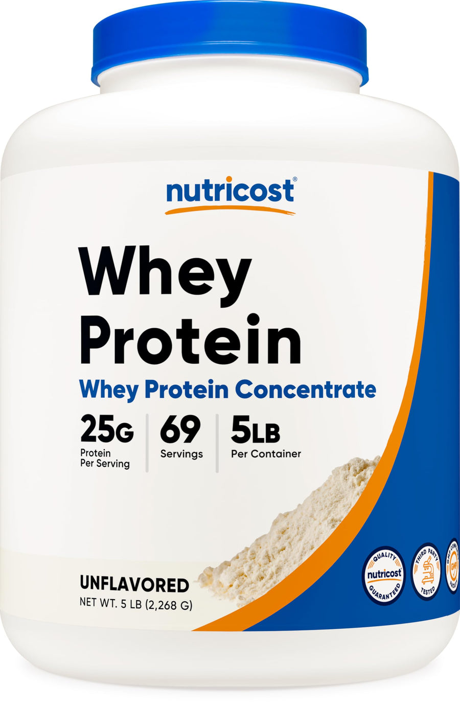 Nutricost Whey Protein Powder – 5 lbs Unflavored, From Whey Protein Concentrate, Muscle Growth & Recovery