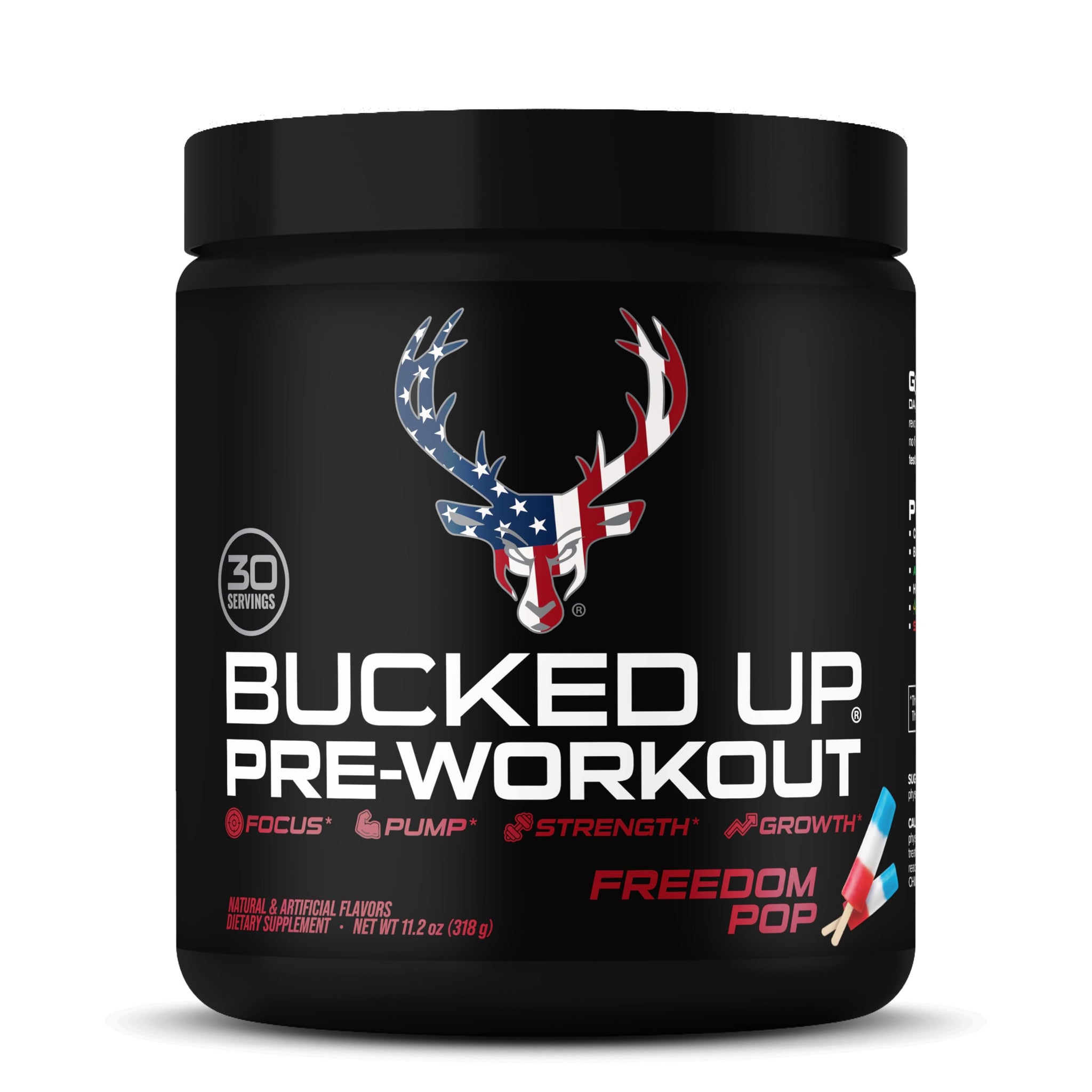 Bucked Up Pre Workout 6 Grams Citrulline, 2 Grams Beta Alanine, and 3 Other Registered trademarked Ingredients (Freedom Pop)