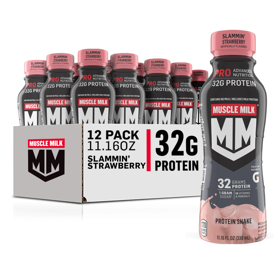 Muscle Milk Pro Advanced Nutrition Protein Shake – Slammin’ Strawberry Ready-to-Drink Protein
