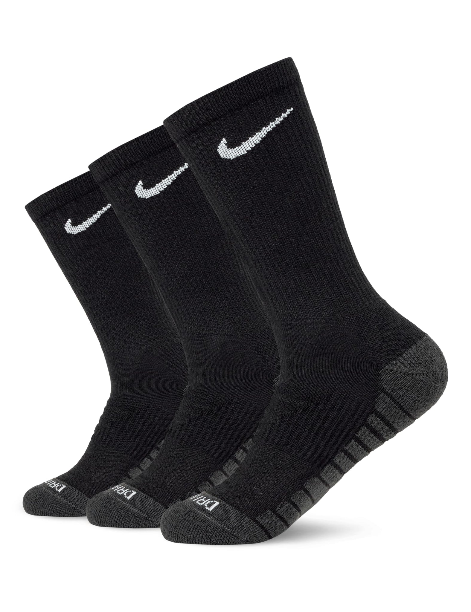 Nike Unisex Everyday Max Cushioned Training Crew Socks (3 Pairs), Black/Anthracite/White, Small