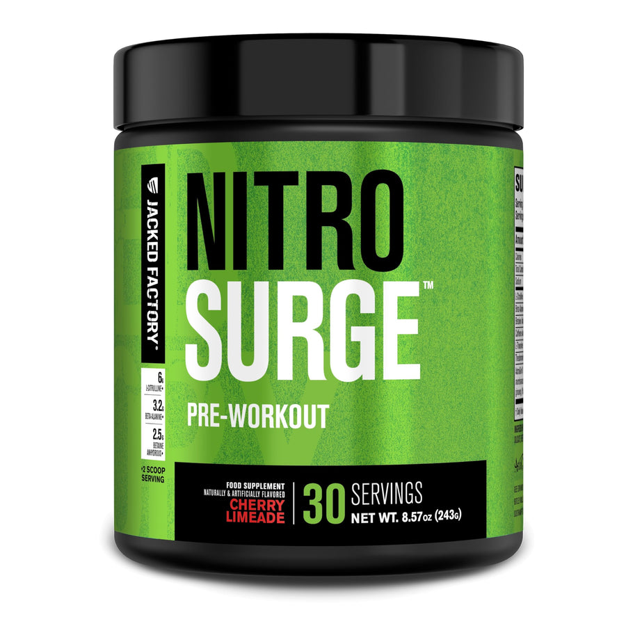 Jacked Factory NITROSURGE Pre-Workout Powder – Cherry Limeade, 30 Servings, Beta-Alanine, NO Booster