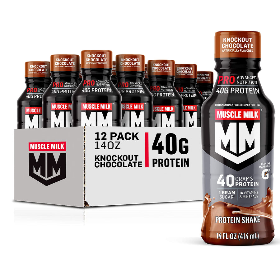 Muscle Milk Pro Advanced Nutrition Protein Shake – Knockout Chocolate Ready-to-Drink Protein (12 Pack)