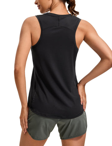 CRZ YOGA Lightweight Racerback Tank Tops for Women High Neck Workout Athletic Running Sleeveless Shirts Black Medium