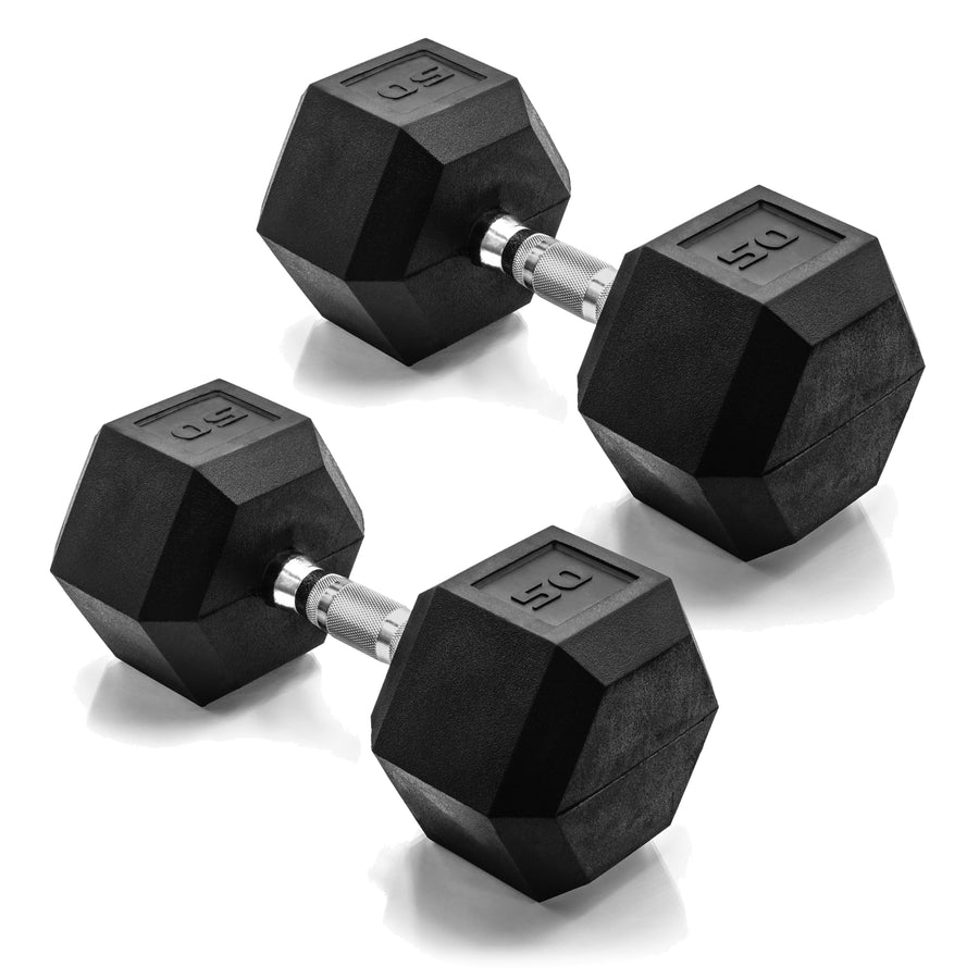CAP Barbell 50 LB Pair Coated Hex Dumbbells – Strength Training, Home Gym, Durable