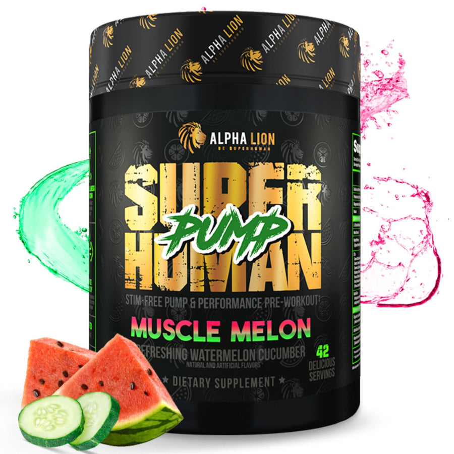 Alpha Lion Superhuman Pump Pre Workout – Muscle Melon Flavor, Caffeine-Free Pump Supplement (42 Servings)