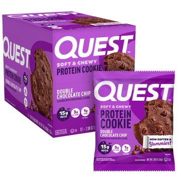 Quest Soft & Chewy Protein Cookie - 15g Protein - Double Chocolate Chip (12 Cookies)