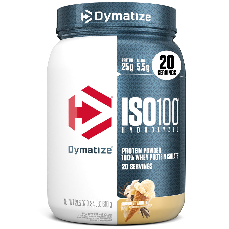 Dymatize ISO100 Whey Protein Isolate – Gourmet Vanilla, 25g Protein, 5.5g BCAAs, Low Calorie, Gluten-Free, 20 Servings
