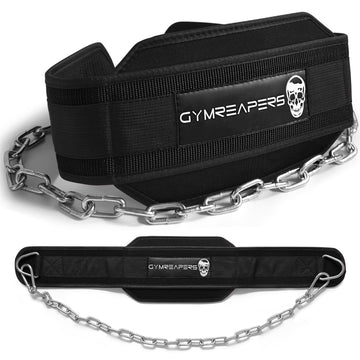 Gymreapers Dip Belt With Chain For Weightlifting, Pull Ups, Dips - Heavy Duty Steel Chain For Added Weight Training (Black)