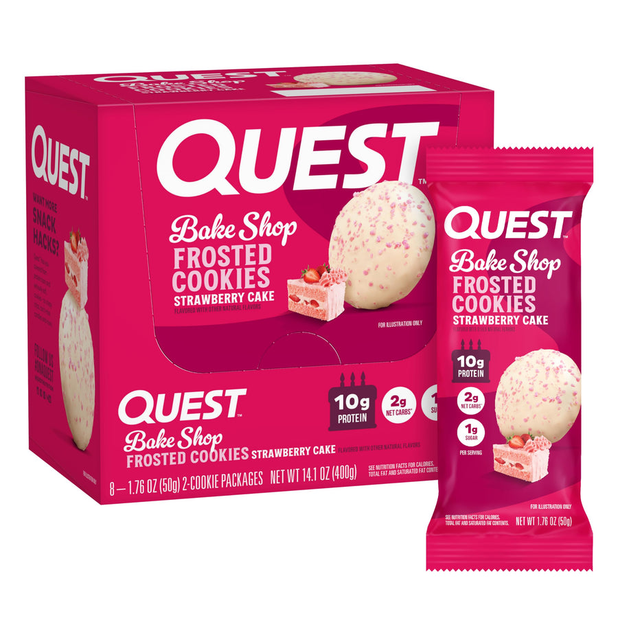 Quest Nutrition Frosted Cookies – Strawberry Cake Flavor High Protein Cookies (16 Count)