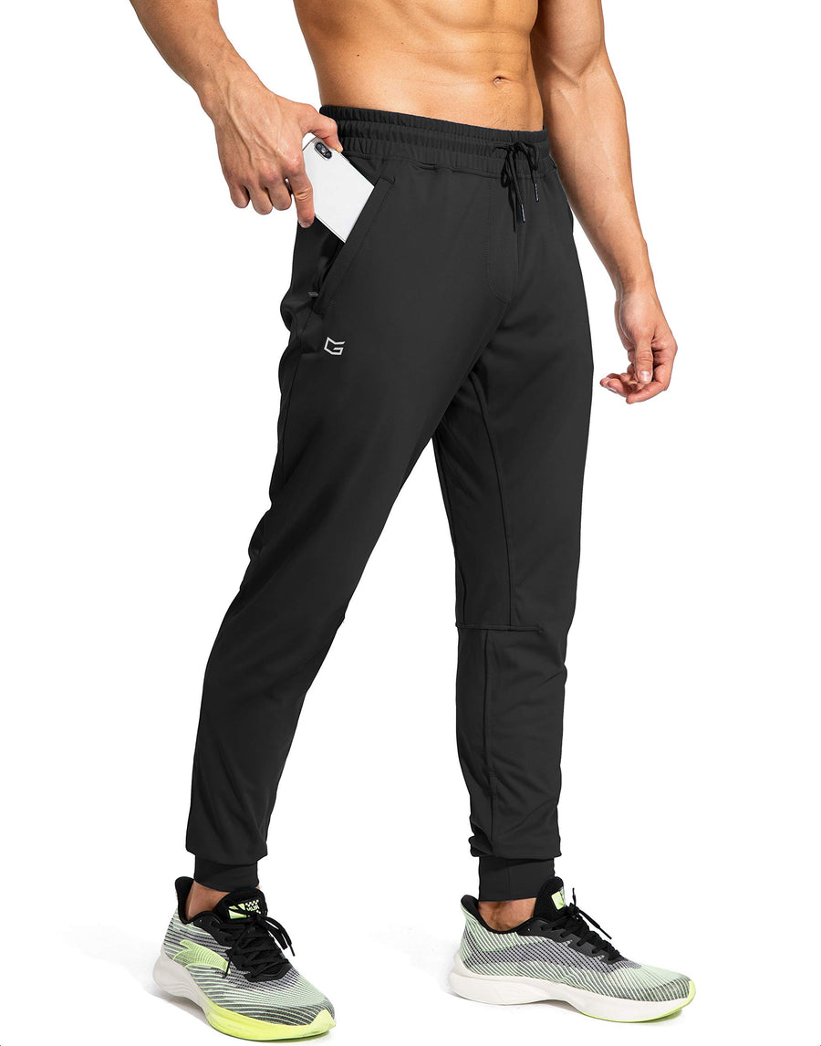 G Gradual Men’s Athletic Sweatpants – Zipper Pocket Joggers for Soccer, Running & Workout, Black