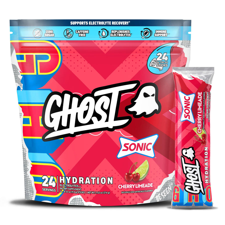 GHOST Hydration Packets – Cherry Limeade Electrolyte Drink Mix (24 Sticks)