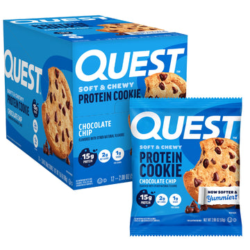 Quest Nutrition Chocolate Chip Protein Cookie, 15g Protein, 1g Sugar, 2g Net Carbs, Keto Friendly, High Protein, Low Carb; 12 Count