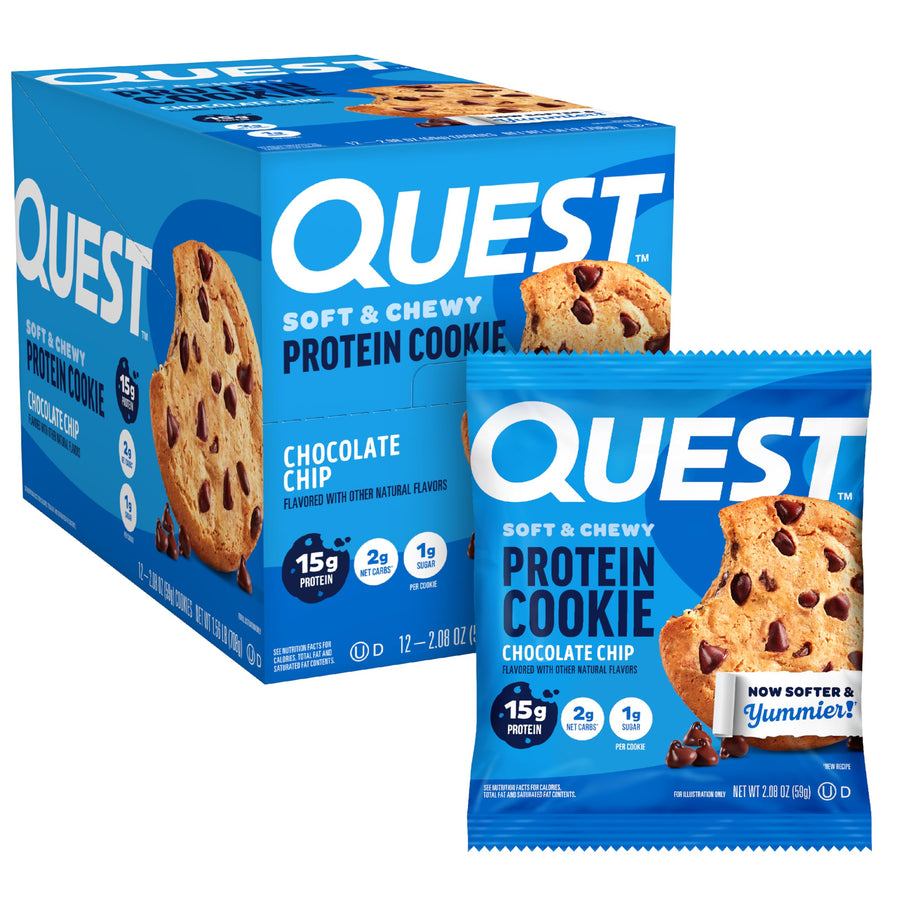 Quest Nutrition Chocolate Chip Protein Cookies – High Protein Soft-Baked Cookies (12 Count)
