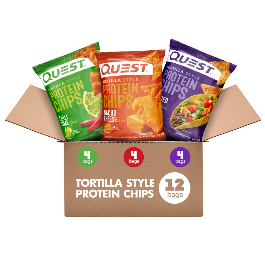 Quest Nutrition Tortilla Style Protein Chips Variety Pack – Chili Lime, Nacho Cheese & Loaded Taco (12 Count)