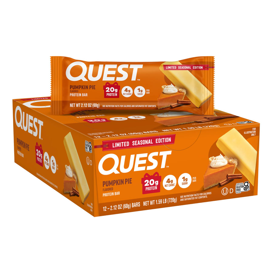 Quest Nutrition Pumpkin Pie Protein Bars – High Protein Low Sugar Bars (12 Count)