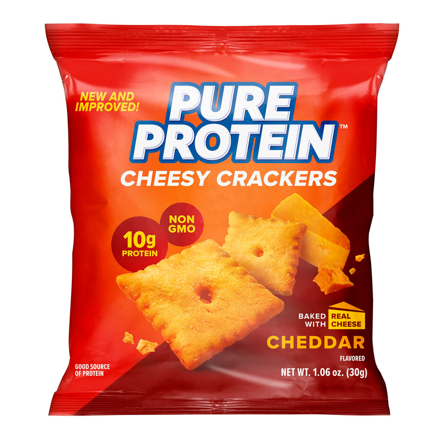 Pure Protein Cheesy Crackers – Cheddar Flavor High Protein Snack (Pack of 12)