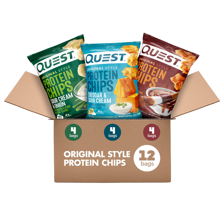 Quest Nutrition Protein Chips Variety Pack – BBQ, Cheddar & Sour Cream, Sour Cream & Onion High Protein Chips (12 Count)