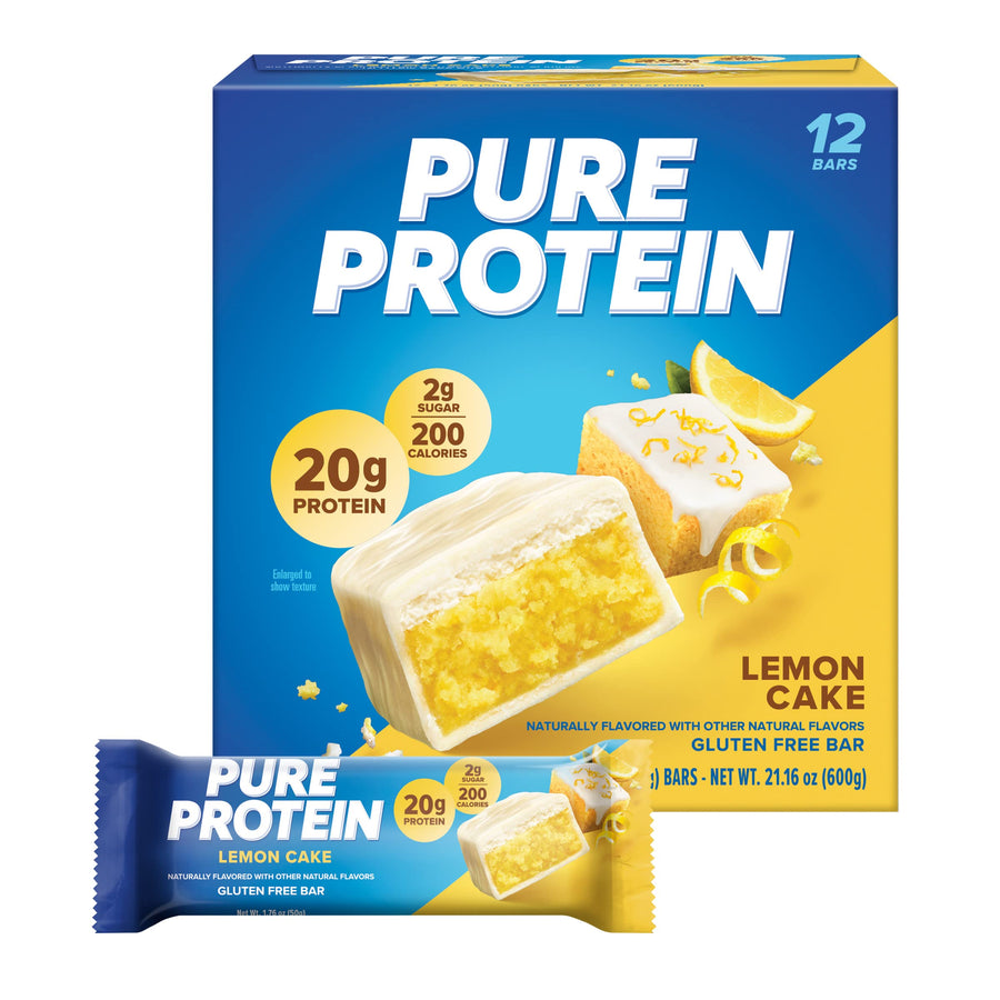 Pure Protein Bars – Lemon Cake, High Protein, Low Sugar, 12 Count, 1.76 oz Each