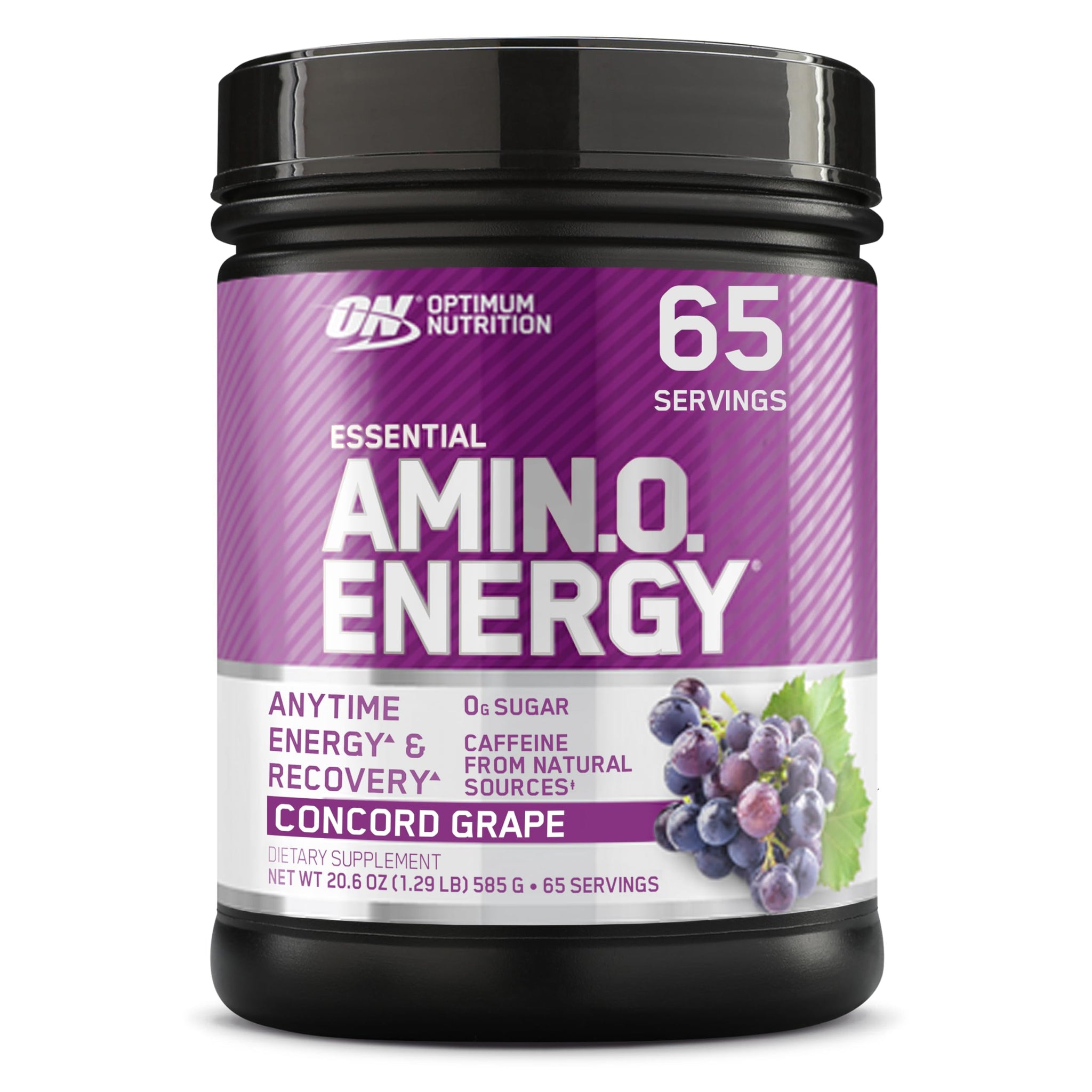 Optimum Nutrition Amino Energy - Pre Workout with Green Tea, BCAA, Amino Acids, Keto Friendly, Green Coffee Extract, Energy Powder - Concord Grape, 65 Servings (Packaging May Vary)