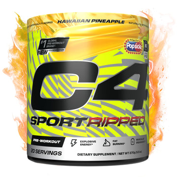 Cellucor C4 Ripped Sport Pre Workout Powder - NSF Certified for Sport - 200mg Caffeine + Cayenne Extract + Carnitine Tartrate + Beta-Alanine - Hawaiian Pineapple, 20 Servings