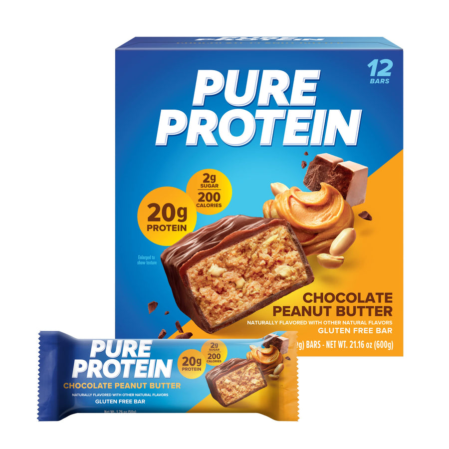 Pure Protein Bars – Chocolate Peanut Butter High Protein Snack Bars (12 Count)